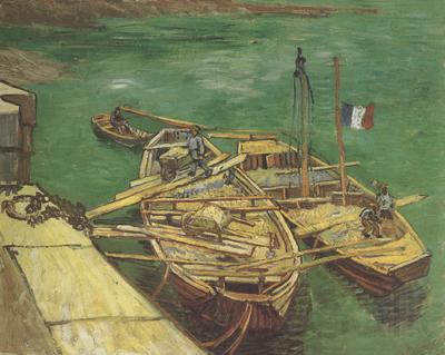 Vincent Van Gogh Quay with Men Unloading Sand Barges (nn04) Norge oil painting art
